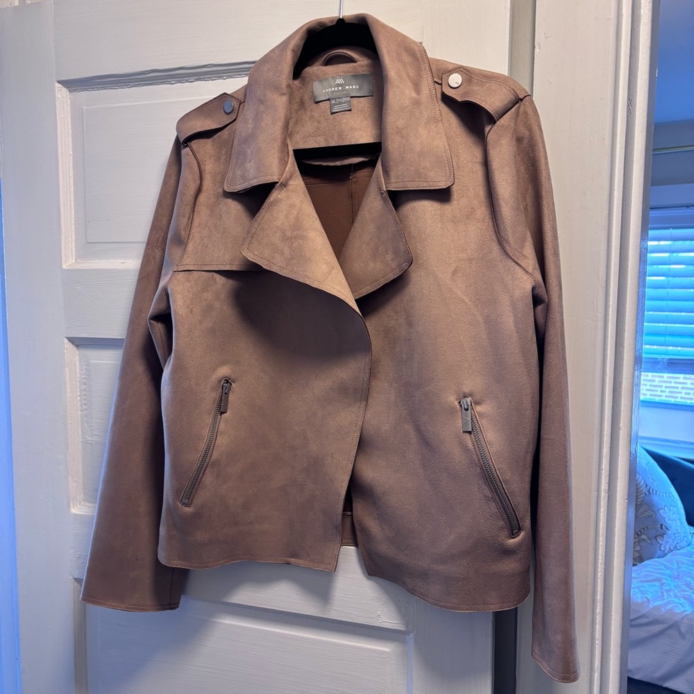 Faux Suede Stretch Open Front Jacket